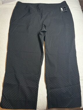 Women's Black Ankle Pants with Micro Dot Print